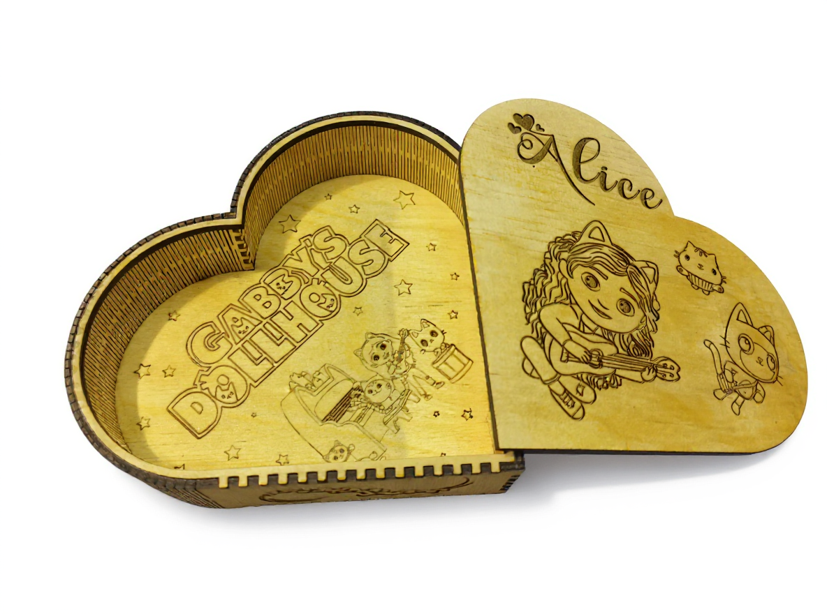 Boîte cœur bois personnalisée Gabby's Dollhouse Alice