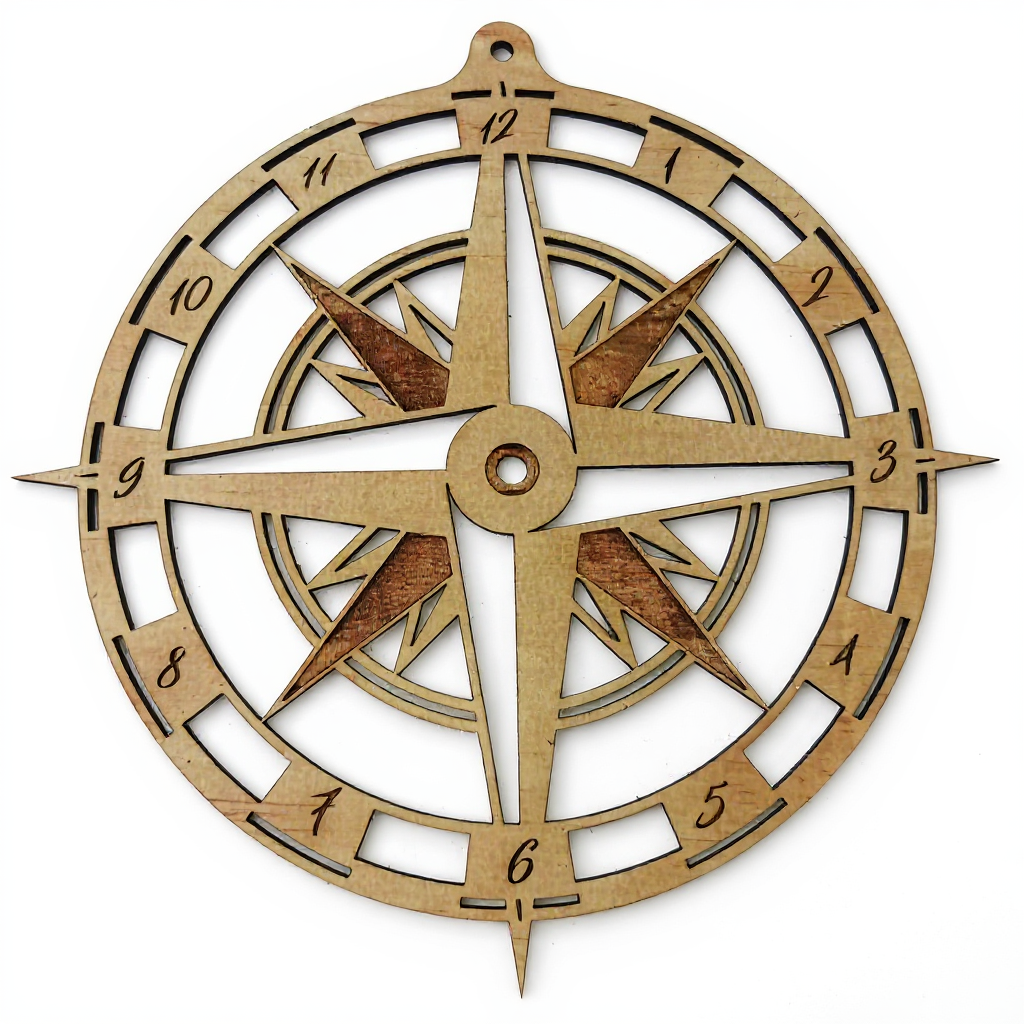Rose des vents en bois ajourée décorative