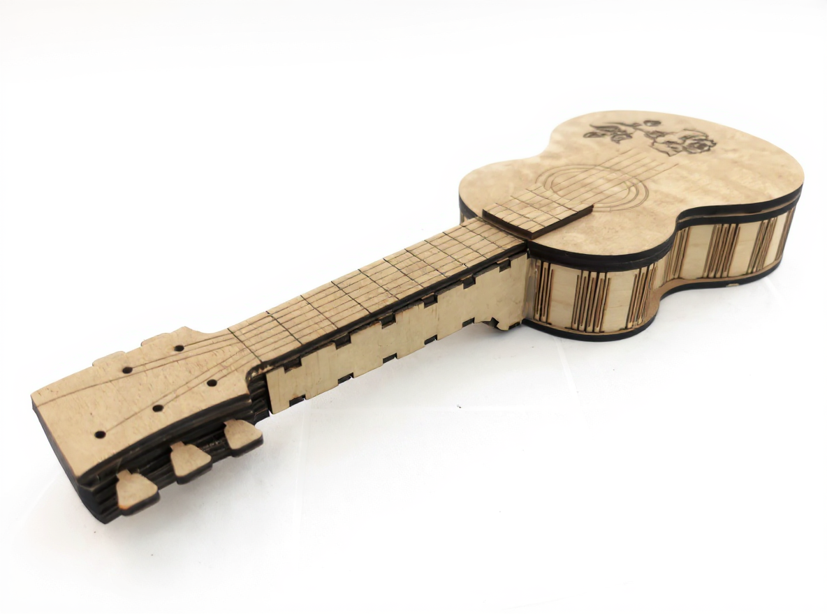 box guitare en bois 30 cm décoration musicale pour mélomane