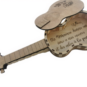 box guitare en bois 30 cm décoration musicale pour mélomane