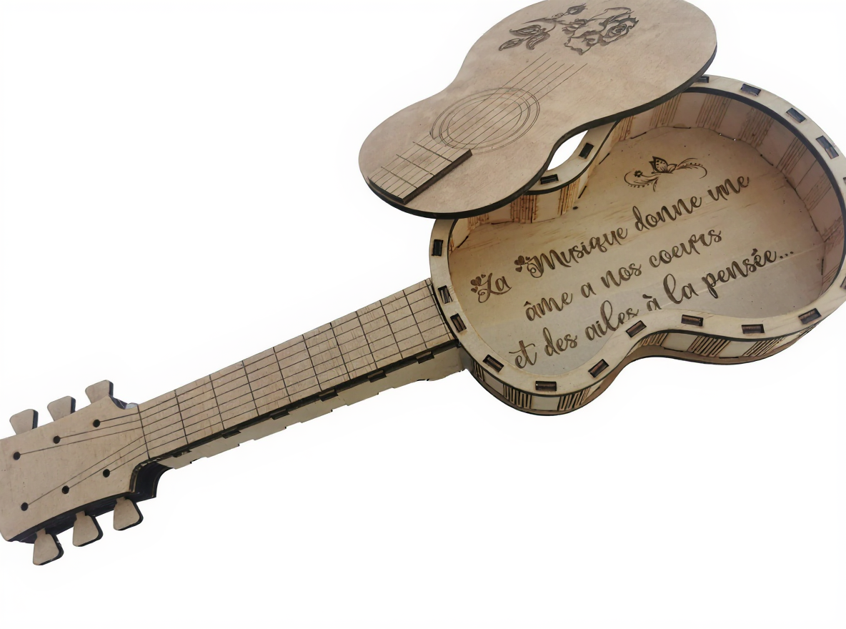 box guitare en bois 30 cm décoration musicale pour mélomane