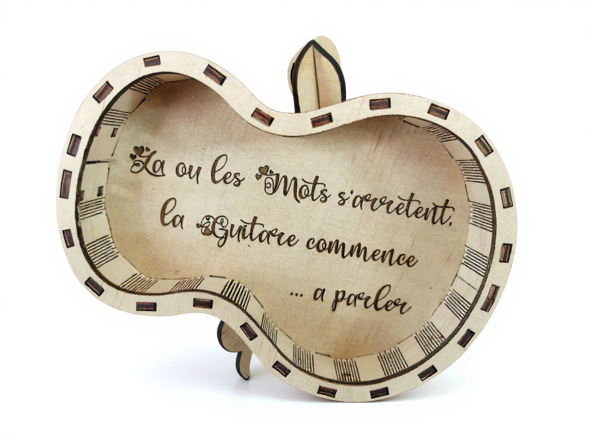 box guitare en bois 30 cm décoration musicale pour mélomane