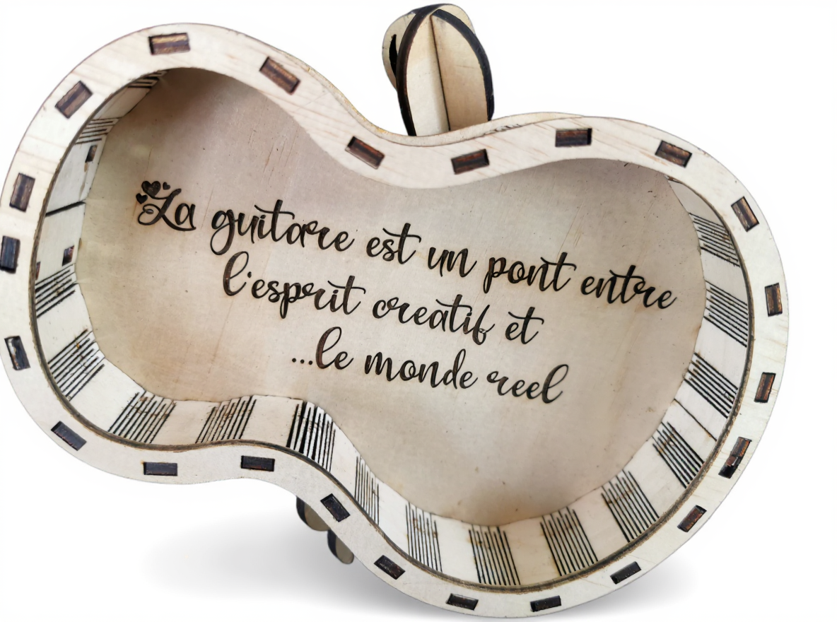 box guitare en bois 30 cm décoration musicale pour mélomane