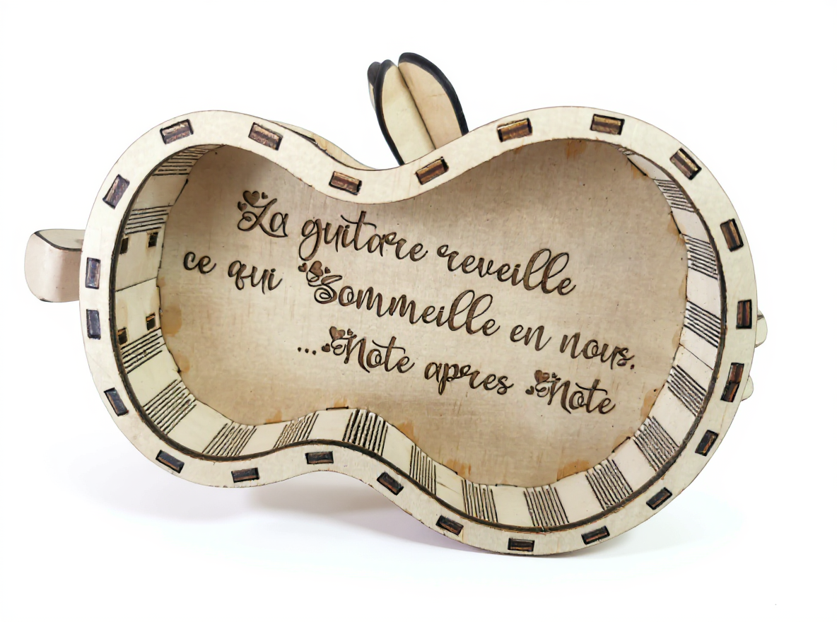 box guitare en bois 30 cm décoration musicale pour mélomane