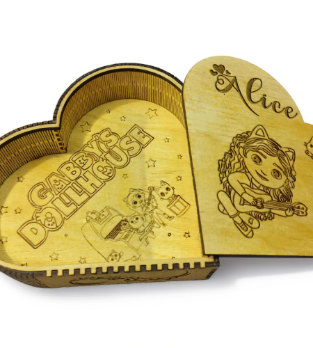 Boîte cœur bois personnalisée Gabby's Dollhouse Alice